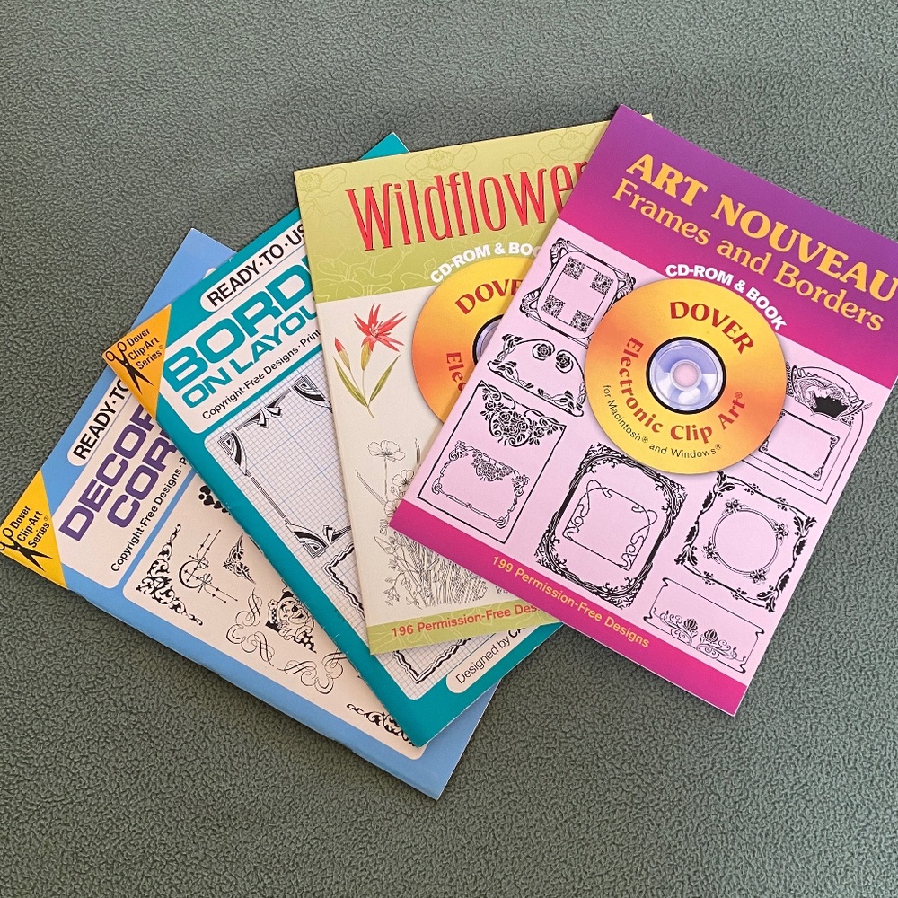 4 ART BOOKS, flowers, Nouveau, CLIP ART, hobby